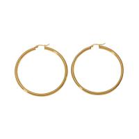 Stainless Steel Hoop Earring, 304 Stainless Steel, 18K gold plated, fashion jewelry & different size for choice & for woman, golden, Sold By Pair