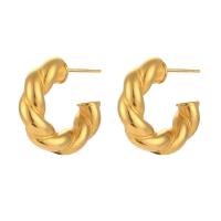 Boucle d'oreille de gaujon en acier inoxydable, Acier inoxydable 304, Plaqué or 18K, bijoux de mode & pour femme, doré, 23mm, Vendu par paire