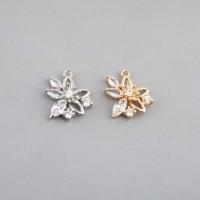Crystal Pendants with Brass Flower plated DIY & hollow Approx 1.2mm Sold By PC
