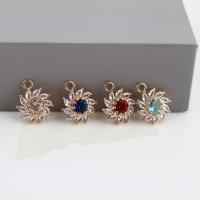 Crystal Pendants with Brass Flower gold color plated DIY Approx 2.1mm Sold By PC