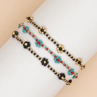 Glass Beads Bracelet Seedbead with Knot Cord Flower Adjustable & fashion jewelry & for woman Length Approx 28 cm Sold By PC