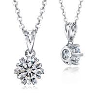 925 Sterling Silver Necklaces with Moissanite fashion jewelry & for woman nickel lead & cadmium free Length Approx 17.71 Inch Sold By PC