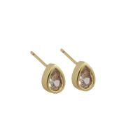 Cubic Zirconia Micro Pave Brass Earring, gold color plated, fashion jewelry & micro pave cubic zirconia & for woman, golden, nickel, lead & cadmium free, 8.50x6.50mm, Sold By Pair