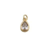 Cubic Zirconia Micro Pave Brass Pendant Teardrop gold color plated fashion jewelry & micro pave cubic zirconia & for woman golden nickel lead & cadmium free Sold By PC