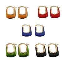 Messing Spring hoop oorbellen, mode sieraden & voor vrouw & glazuur, meer kleuren voor de keuze, nikkel, lood en cadmium vrij, 22.50x16.50mm, Verkocht door pair