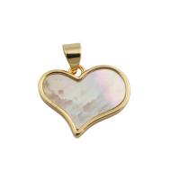 Brass Heart Pendants with Shell gold color plated fashion jewelry & for woman golden nickel lead & cadmium free Approx 3mm Sold By PC