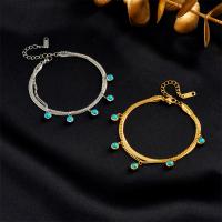 Bracelet d'acier titane, avec turquoise, avec 1.97inch chaînes de rallonge, Double couche & bijoux de mode & pour femme, plus de couleurs à choisir, Vendu par Environ 6.3 pouce brin