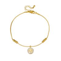 Mode Smycken Anklet, Titan Stål, för kvinna & med strass, gyllene, 10mm, Såld Per Ca 8.27 inch Strand
