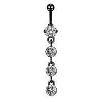 Stainless Steel Belly Ring 304 Stainless Steel Vacuum Ion Plating Unisex & micro pave cubic zirconia rod width 1.6mm rod length 10mm ball diameter 5mm Sold By PC