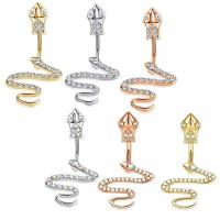 Stainless Steel Belly Ring, 304 Stainless Steel, Snake, Vacuum Ion Plating, hypo allergic & Unisex & micro pave cubic zirconia, more colors for choice, rod width 1.6mm,rod length 10mm, Sold By PC