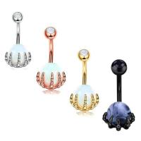 Stainless Steel Belly Ring 304 Stainless Steel with Opal Vacuum Ion Plating Unisex rod width 1.6mm rod length 12mm ball diameter 5mm Sold By PC