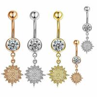 Stainless Steel Belly Ring 304 Stainless Steel with Cubic Zirconia Vacuum Ion Plating fashion jewelry & for woman rod width 1.6mm rod length 10mm ball diameter 5/8mm Sold By PC