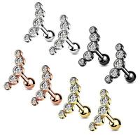 Stainless Steel Ear Piercing Jewelry 304 Stainless Steel Vacuum Ion Plating fashion jewelry & micro pave cubic zirconia & for woman rod width 1.6mm rod length 6mm ball diameter 3mm Sold By PC
