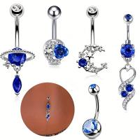 Stainless Steel Belly Ring 304 Stainless Steel & fashion jewelry & micro pave cubic zirconia & for woman rod width 1.6mm rod length 10mm ball diameter 5mm Sold By PC