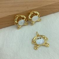 Brass Jewelry Pendants with White Shell Crab gold color plated DIY white nickel lead & cadmium free Sold By PC