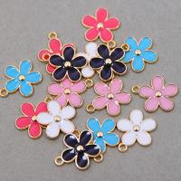 Tibetan Style Enamel Pendants, Flower, gold color plated, DIY, more colors for choice, 20x2x17mm, Approx 100PCs/Bag, Sold By Bag