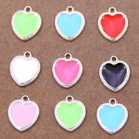 Tibetan Style Enamel Pendants, Heart, gold color plated, DIY, mixed colors, 13x2x15mm, Approx 100PCs/Bag, Sold By Bag