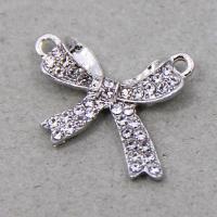 Bowknot Zinc Alloy Connector plated DIY & micro pave cubic zirconia Approx Sold By Bag