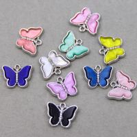 Zinc Alloy Rhinestone Pendants with Acrylic Butterfly silver color plated DIY & with rhinestone Approx Sold By Bag