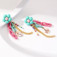 Zinc Alloy Drop Earrings Glass Beads with Zinc Alloy & Acrylic Flower fashion jewelry multi-colored Sold By Pair