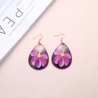 Acrylic Jewelry Earring, with Iron, Teardrop, fashion jewelry, more colors for choice, 36x49mm, Sold By Pair
