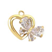 Cubic Zirconia Micro Pave Brass Pendant, Heart, plated, DIY & micro pave cubic zirconia, more colors for choice, nickel, lead & cadmium free, 20x15mm, Sold By PC
