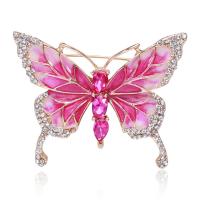 Tibetan Style Brooches, Butterfly, plated, fashion jewelry & enamel & with rhinestone, more colors for choice, nickel, lead & cadmium free, 45x36mm, Sold By PC