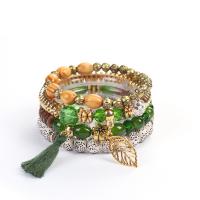 Glass Beads Bracelet with Plastic & Zinc Alloy & Acrylic fashion jewelry & Unisex nickel lead & cadmium free Sold By Set