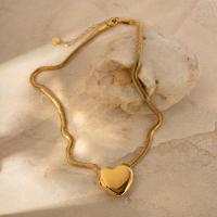 Edelstahl Schmuck Halskette, 304 Edelstahl, mit Verlängerungskettchen von 5.5cm, Herz, Modeschmuck & für Frau, Goldfarbe, frei von Nickel, Blei & Kadmium, Länge ca. 42 cm, verkauft von PC