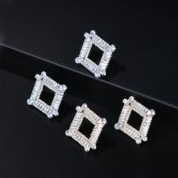 Cubic Zirconia Micro Pave Brass Earring Rhombus fashion jewelry & micro pave cubic zirconia & for woman nickel lead & cadmium free Sold By Pair