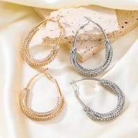 Brass Hoop Earring, fashion jewelry & for woman & with rhinestone, more colors for choice, nickel, lead & cadmium free, 54x41mm, Sold By Pair