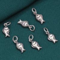 925 Sterling Silver Pendant, Fish, Antique finish, DIY, original color, 5.50x12mm, Sold By PC