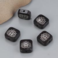 Perles en bois, black Sandalwood, DIY, noire, 15x15mm, Vendu par PC