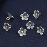 925 Sterling Silver Pendant, petals, Antique finish, DIY, original color, 10x8mm, Sold By PC