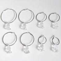 304 Stainless Steel Hoop Earring, with Acrylic, different styles for choice & for woman, Sold By Pair