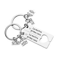 304 Stainless Steel Key Clasp, Unisex & with letter pattern & hollow, original color, 12x50mm, Sold By Set