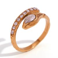 Zirkonia Edelstahl-Finger- Ring, 316 L Edelstahl, 18K vergoldet, Modeschmuck & Micro pave Zirkonia & für Frau, goldfarben, verkauft von PC