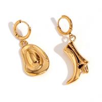 Huggie Hoop Drop Earring, 316L Stainless Steel, 18K gold plated, fashion jewelry & for woman, golden, Sold By Pair