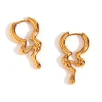 Acier inoxydable Levier Retour Earring, acier inoxydable 316L, Plaqué or 18K, bijoux de mode & pour femme, doré, 26.60x15mm, Vendu par paire