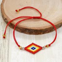 Evil Eye Jewelry Bracelet, Seedbead, with Knot Cord, Rhombus, Adjustable & fashion jewelry & for woman, red, 30x18mm, Length:Approx 28 cm, Sold By PC
