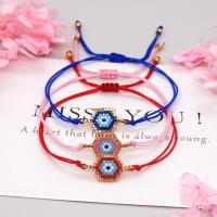 Evil Eye Jewelry Bracelet Seedbead with Knot Cord Polygon Adjustable & fashion jewelry & Unisex Length Approx 28 cm Sold By PC