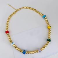 Evil Eye Jewelry Bracelet Lampwork with Zinc Alloy with 5cm extender chain Flat Round gold color plated fashion jewelry & for woman mixed colors Length Approx 42 cm Sold By PC