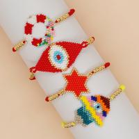 Evil Eye Jewelry Bracelet, Seedbead, with Knot Cord & Tibetan Style, gold color plated, Adjustable & fashion jewelry & Unisex & different styles for choice, more colors for choice, Length:Approx 28 cm, Sold By PC