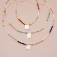 Shell Necklaces with Knot Cord & Seedbead & Crystal Rectangle Adjustable & fashion jewelry & for woman Length Approx 42 cm Sold By PC