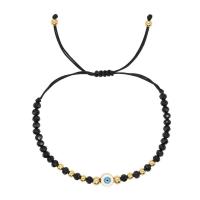 Crystal Bracelets, with Knot Cord & Tibetan Style, Flat Round, gold color plated, Adjustable & fashion jewelry & for woman & enamel, more colors for choice, Length:Approx 28 cm, Sold By PC