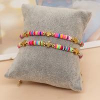 Fashion Bracelet & Bangle Jewelry, Polymer Clay, with Knot Cord & Brass, Cross, gold color plated, Adjustable & fashion jewelry & Unisex, mixed colors, Length:Approx 28 cm, Sold By PC