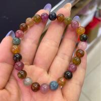 Gemstone Bracelets Tourmaline Round fashion jewelry & Unisex mixed colors Length Approx 18 cm Sold By PC