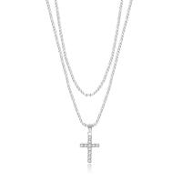 925 Sterling Silver Necklaces with 1.97inch extender chain Double Layer & fashion jewelry & for woman nickel lead & cadmium free Length Approx 16.9 Inch Approx 14.56 Inch Sold By PC
