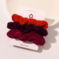 Hair Scrunchies, Pleuche, handmade, Christmas Design & three pieces & for woman, more colors for choice, Sold By Set
