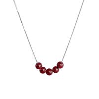 925 Sterling Silver Necklaces with Cinnabar fashion jewelry & for woman nickel lead & cadmium free Length Approx 17.71 Inch Sold By PC